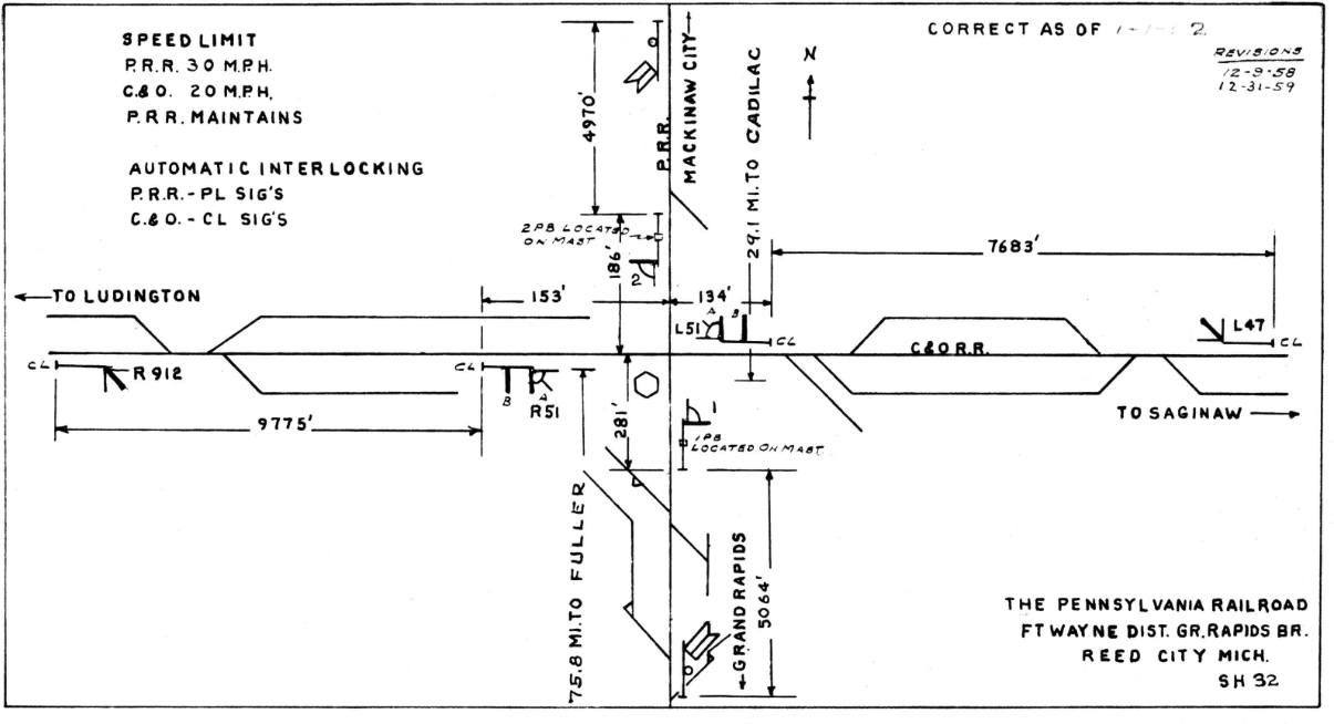 Reed City Interlocking Map 1957